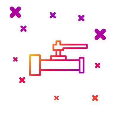 Renk çizgisi Endüstrisi metalik borular ve beyaz arka planda izole edilmiş kapakçık simgesi. Kademeli rastgele dinamik şekiller. Vektör İllüstrasyonu