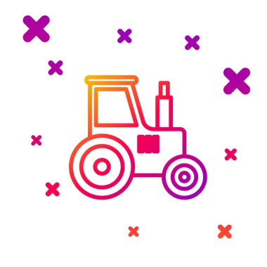 Renk çizgisi Traktör simgesi beyaz arkaplanda izole edildi. Kademeli rastgele dinamik şekiller. Vektör İllüstrasyonu