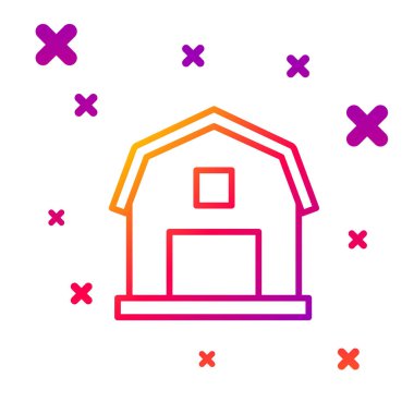 Renk çizgisi Çiftlik Evi konsepti simgesi beyaz arka planda izole edildi. Kırsal çiftlik manzarası. Kademeli rastgele dinamik şekiller. Vektör İllüstrasyonu