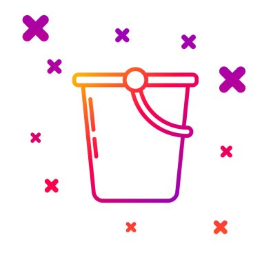 Beyaz arkaplanda renk çizgisi Bucket simgesi izole edildi. Kademeli rastgele dinamik şekiller. Vektör İllüstrasyonu