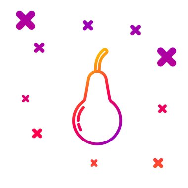 Beyaz arkaplanda renk çizgisi simgesi izole edildi. Yaprak sembollü meyve. Kademeli rastgele dinamik şekiller. Vektör İllüstrasyonu