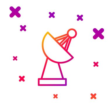 Radar simgesi beyaz arkaplanda izole edildi. Arama sistemi. Uydu sinyali. Kademeli rastgele dinamik şekiller. Vektör İllüstrasyonu