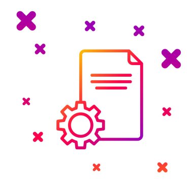 Renk çizgisi dosya simgesi beyaz arkaplanda izole edildi. Ayarlama, servis, ayar, bakım, onarım, onarım. Kademeli rastgele dinamik şekiller. Vektör İllüstrasyonu