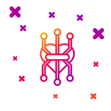 Renk çizgisi İşlemci simgesi beyaz arkaplanda izole edildi. İşlemci, merkezi işlem birimi, mikroçip, mikro devre, bilgisayar işlemcisi, çip. Kademeli rastgele dinamik şekiller. Vektör İllüstrasyonu