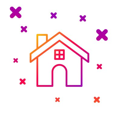 Beyaz arkaplanda renk çizgisi simgesi izole edildi. Ev sembolü. Kademeli rastgele dinamik şekiller. Vektör İllüstrasyonu