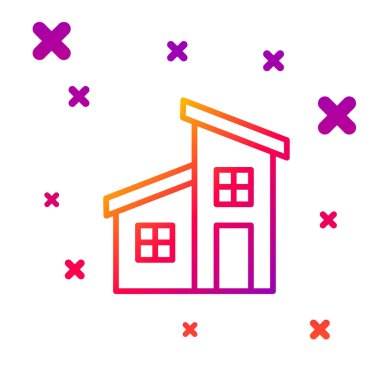 Beyaz arkaplanda renk çizgisi simgesi izole edildi. Ev sembolü. Kademeli rastgele dinamik şekiller. Vektör İllüstrasyonu