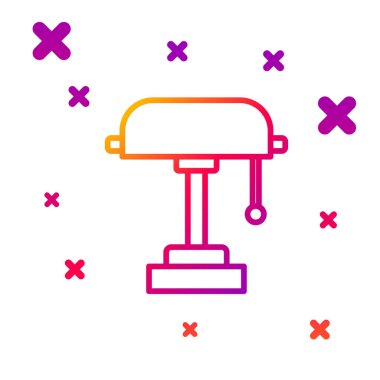 Beyaz arkaplanda renk çizgisi masa lambası simgesi izole edildi. Kademeli rastgele dinamik şekiller. Vektör İllüstrasyonu