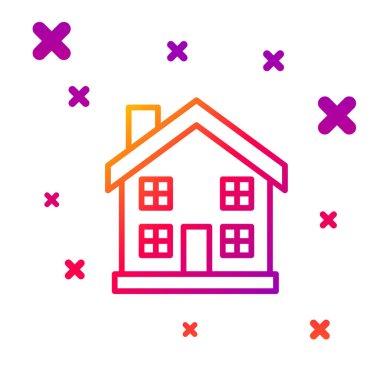 Beyaz arkaplanda renk çizgisi simgesi izole edildi. Ev sembolü. Kademeli rastgele dinamik şekiller. Vektör İllüstrasyonu