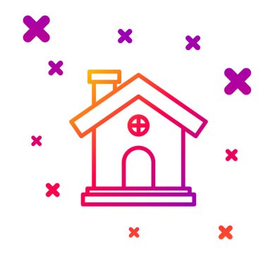 Beyaz arkaplanda renk çizgisi simgesi izole edildi. Ev sembolü. Kademeli rastgele dinamik şekiller. Vektör İllüstrasyonu