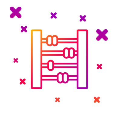 Beyaz arkaplanda renk çizgisi Abaküs simgesi izole edildi. Geleneksel sayım çerçevesi. Eğitim işareti. Matematik okulu. Kademeli rastgele dinamik şekiller. Vektör İllüstrasyonu