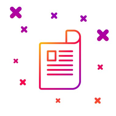 Renk çizgisi Belge simgesi beyaz arkaplanda izole edildi. Dosya simgesi. Kontrol listesi simgesi. İş konsepti. Kademeli rastgele dinamik şekiller. Vektör İllüstrasyonu