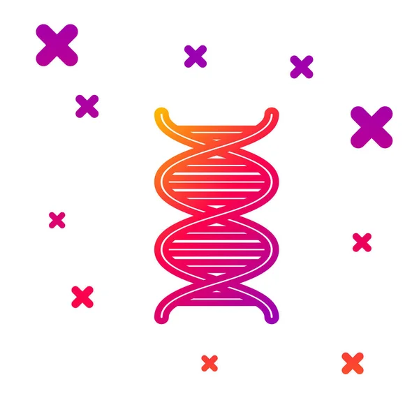 흰색 배경에 고립된 컬러 라인 DNA 심볼 아이콘. 황홀하고 역동적 인 모양. 사기적 인 예 — 스톡 벡터
