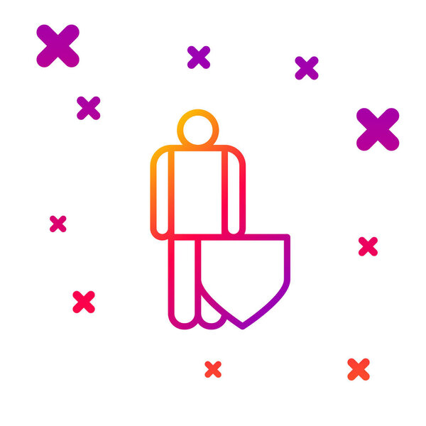 Цвет линии Страхование жизни со значком щита изолированы на белом фоне. Безопасность, безопасность, защита, концепция защиты. Градиентные случайные динамические формы. Векторная миграция
