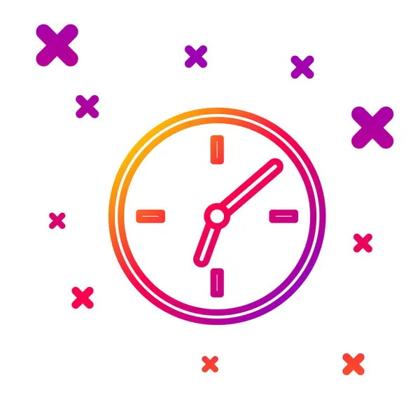 Línea de color Icono del reloj aislado sobre fondo blanco. Símbolo de tiempo. Gradiente formas dinámicas aleatorias. Ilustración vectorial — Archivo Imágenes Vectoriales