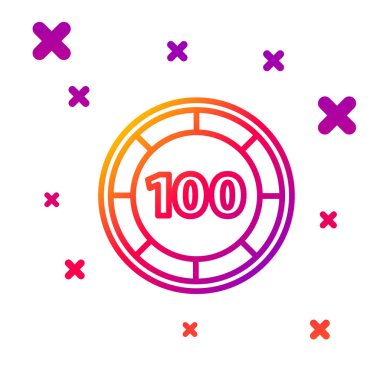 Beyaz arkaplanda renk çizgisi kumarhane çipleri simgesi izole edildi. Kumarhane kumarı. Kademeli rastgele dinamik şekiller. Vektör İllüstrasyonu