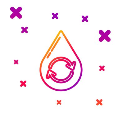 Renk çizgisi Geri Dönüşüm Temiz aqua simgesi beyaz arkaplanda izole. İşaret geri dönüşümlü bir damla su. Kademeli rastgele dinamik şekiller. Vektör İllüstrasyonu