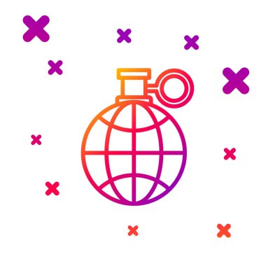 Dünya gezegeninin renk çizgisi ve beyaz arkaplanda izole edilmiş bir geri dönüşüm simgesi. Çevresel konsept. Kademeli rastgele dinamik şekiller. Vektör İllüstrasyonu