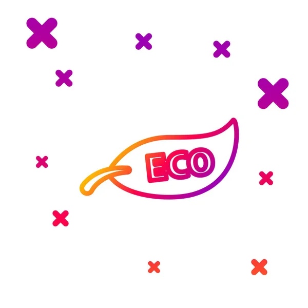 Barevná čára List Eco symbol ikona izolované na bílém pozadí. Banner, label, tag, logo, samolepka pro eco green. Přechod náhodných dynamických tvarů. Vektorová ilustrace — Stockový vektor
