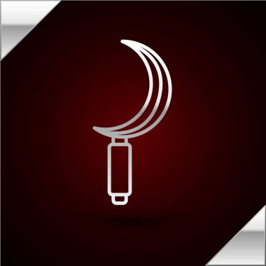 Sickle simgesi koyu kırmızı arka planda izole edilmiş. Kanca işaretini topluyorum. Vektör İllüstrasyonu