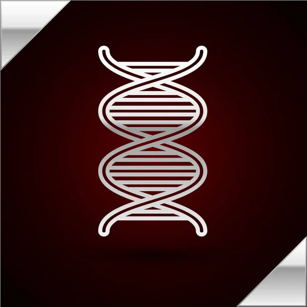 Silver Line Dna Symbol Icon Isolated Dark Red Background Vector — Stock Vector