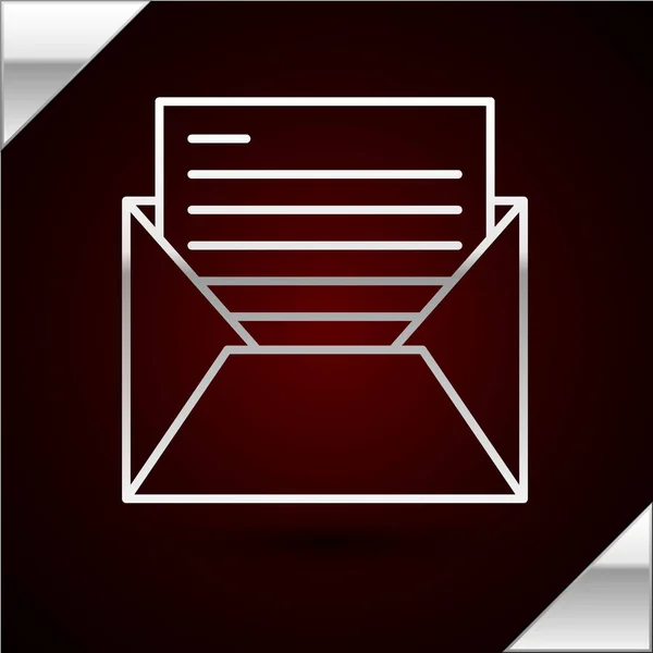 Silver line Icône Mail et e-mail isolée sur fond rouge foncé. E-mail du symbole de l'enveloppe. Signe de message électronique. Illustration vectorielle — Image vectorielle
