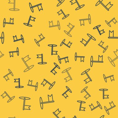 Mavi çizgi bayrak simgesi sarı arkaplanda pürüzsüz desen izole etti. Yer belirleyici sembol. Vektör İllüstrasyonu