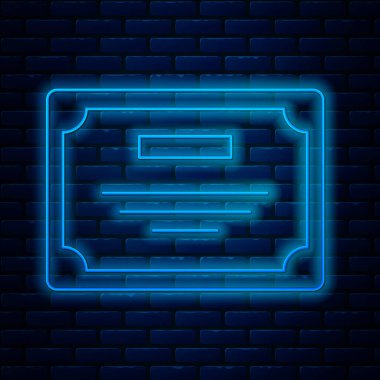 Parlayan neon hattı sertifika şablon ikonu tuğla duvar arka planında izole edildi. Başarı, ödül, diploma, burs, diploma. İş başarısı sertifikası Vektör İllüstrasyonu