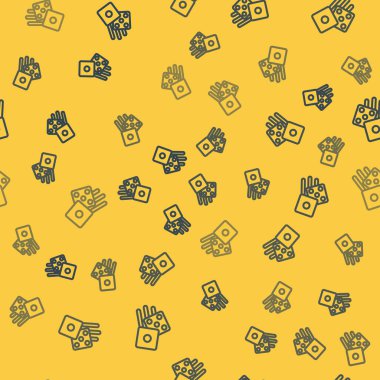 Mavi çizgi oyun ikonu sarı arkaplanda izole edilmiş kusursuz desen. Kumarhane kumarı. Vektör İllüstrasyonu