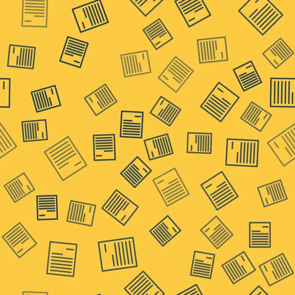 Blå linje Dokument ikon isolerad sömlös mönster på gul bakgrund. Filikon. Checklista ikonen. Affärsidé. Vektor Illustration — Stock vektor