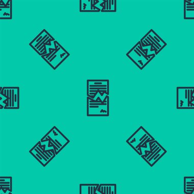 Mavi çizgi Yırtık kontrat ikonu yeşil arka planda izole edilmiş pürüzsüz desen. Dosya simgesi. Kontrol listesi simgesi. İş konsepti. Vektör İllüstrasyonu