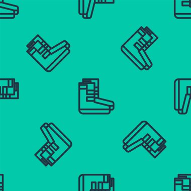 Mavi Çizme simgesi yeşil arka planda kusursuz desen izole etti. Su altı ekipmanları. Vektör İllüstrasyonu