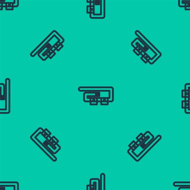 Mavi çizgi dalgıç kuşağı simgesi yeşil zeminde izole edilmiş kusursuz desen. Dalış takımları. Su altı ekipmanları. Vektör İllüstrasyonu