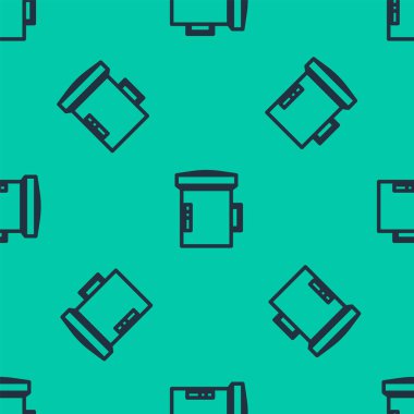 Mavi çizgi Büyük el feneri dalgıç simgesi için izole edilmiş yeşil arkaplan üzerinde pürüzsüz desen. Su altı ekipmanları. Vektör İllüstrasyonu