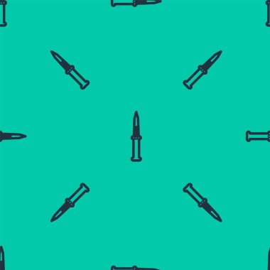 Mavi çizgi bıçak ikonu yeşil arka planda kusursuz desen izole etti. Ordu bıçağı. Vektör İllüstrasyonu