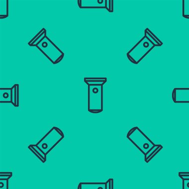 Mavi çizgi el feneri simgesi yeşil arkaplandaki kusursuz deseni izole etti. Vektör İllüstrasyonu