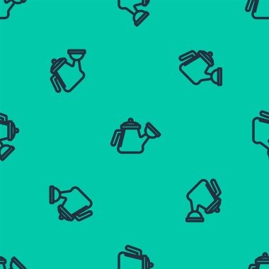 Mavi çizgi. Su ikonu, yeşil arka planda izole edilmiş, kusursuz desen. Sulama sembolü. Vektör İllüstrasyonu