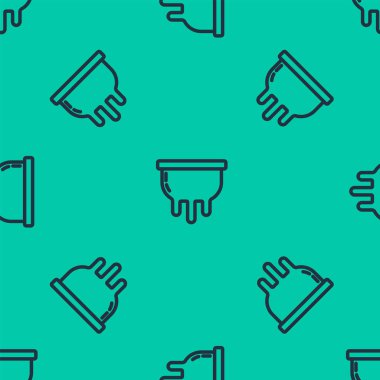 Mavi çizgi Udder simgesi yeşil arkaplandaki kusursuz deseni izole etti. Vektör İllüstrasyonu