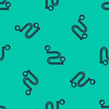 Mavi çizgi rota simgesi yeşil arkaplanda izole edilmiş pürüzsüz desen. Harita işaretçisi işareti. Yol ya da yol kavramı. GPS yön bulucu. Vektör İllüstrasyonu