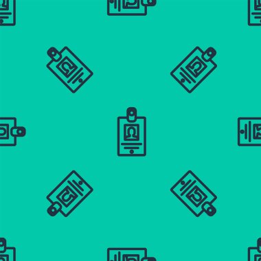 Mavi çizgi tanımlama rozeti simgesi yeşil arka planda izole edilmiş pürüzsüz desen. Sunum için, şirketin kimliği için, reklam için kullanılabilir. Vektör İllüstrasyonu