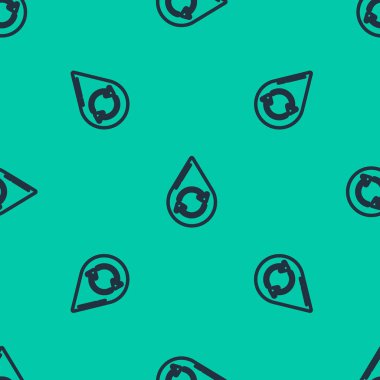 Mavi çizgi, temiz su simgesini yeşil arka planda izole edilmiş, pürüzsüz deseni geri dönüştür. İşaret geri dönüşümlü bir damla su. Vektör İllüstrasyonu