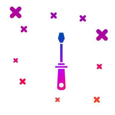 Renkli tornavida simgesi beyaz arkaplanda izole edildi. Servis aracı sembolü. Kademeli rastgele dinamik şekiller. Vektör İllüstrasyonu