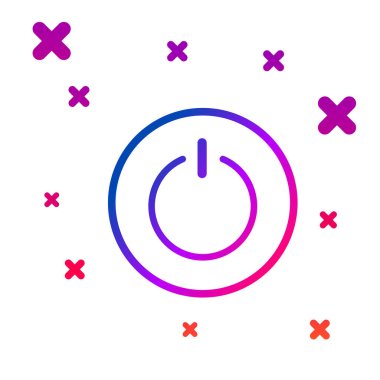 Renk Güç simgesi beyaz arkaplanda izole edildi. Başlat işareti. Kademeli rastgele dinamik şekiller. Vektör İllüstrasyonu