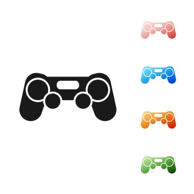 Siyah Oyun Alanı simgesi beyaz arkaplanda izole edildi. Oyun kontrolörü. Simgeleri renklendirin. Vektör İllüstrasyonu