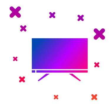 Beyaz arkaplanda izole edilmiş renkli Akıllı TV simgesi. Televizyon tabelası. Kademeli rastgele dinamik şekiller. Vektör İllüstrasyonu