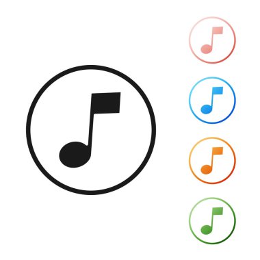 Siyah Müzik, beyaz arkaplanda izole edilmiş ton simgesi. Simgeleri renklendirin. Vektör İllüstrasyonu