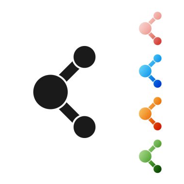 Siyah Paylaşım simgesi beyaz arkaplanda izole edildi. Paylaşma, iletişim piktogramı, sosyal medya, bağlantı, ağ, dağıtım işareti. Simgeleri renklendirin. Vektör İllüstrasyonu