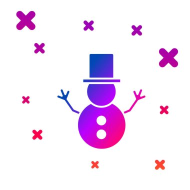 Beyaz arka planda izole edilmiş renkli Noel Kardan Adam simgesi. Mutlu Noeller ve mutlu yıllar. Kademeli rastgele dinamik şekiller. Vektör İllüstrasyonu