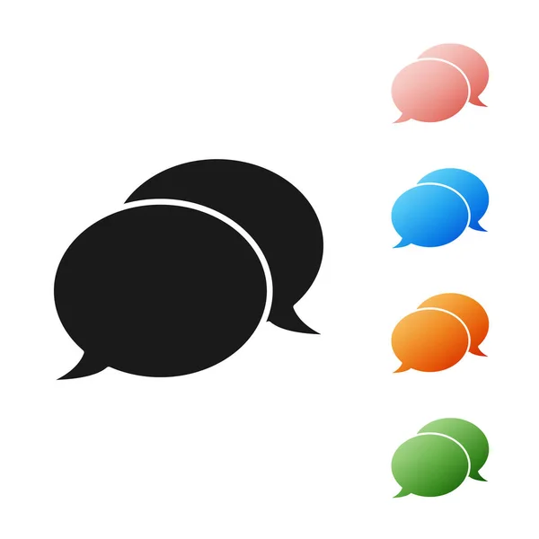 Ікона "Black Speech bubble chat" ізольована на білому фоні. Ікона повідомлення. Символ розмови та коментарів. Розфарбуйте ікони. Векторний приклад — стоковий вектор