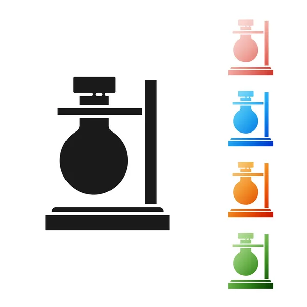 Reagenzgläser aus schwarzem Glas auf Standsymbol isoliert auf weißem Hintergrund. Laborgeräte. setzen Symbole bunt. Vektorillustration — Stockvektor