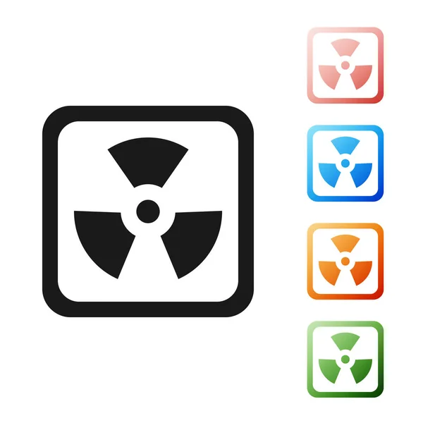 Icône Radioactive noire isolée sur fond blanc. Symbole toxique radioactif. Radiation Signal de danger. Définir des icônes colorées. Illustration vectorielle — Image vectorielle